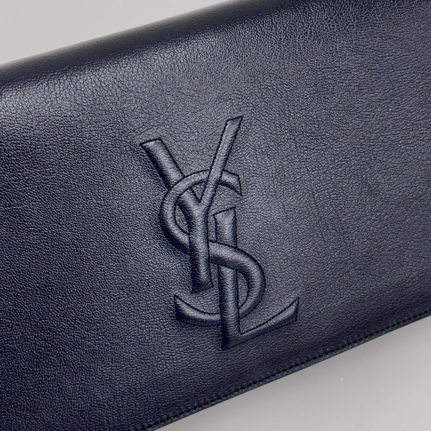 Saint Laurent Pochette Vintage Monogram Cassandre in Pelle Blu Notte