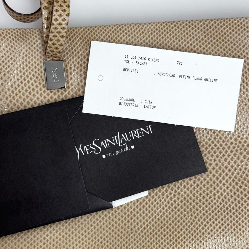 Saint Laurent Pochette Vintage in pelle rettile beige