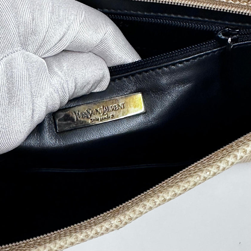 Saint Laurent Pochette Vintage in pelle rettile beige