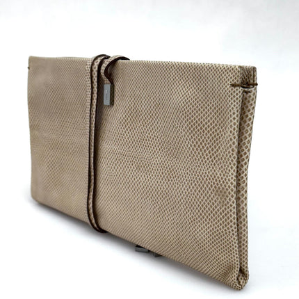 Saint Laurent Pochette Vintage in pelle rettile beige