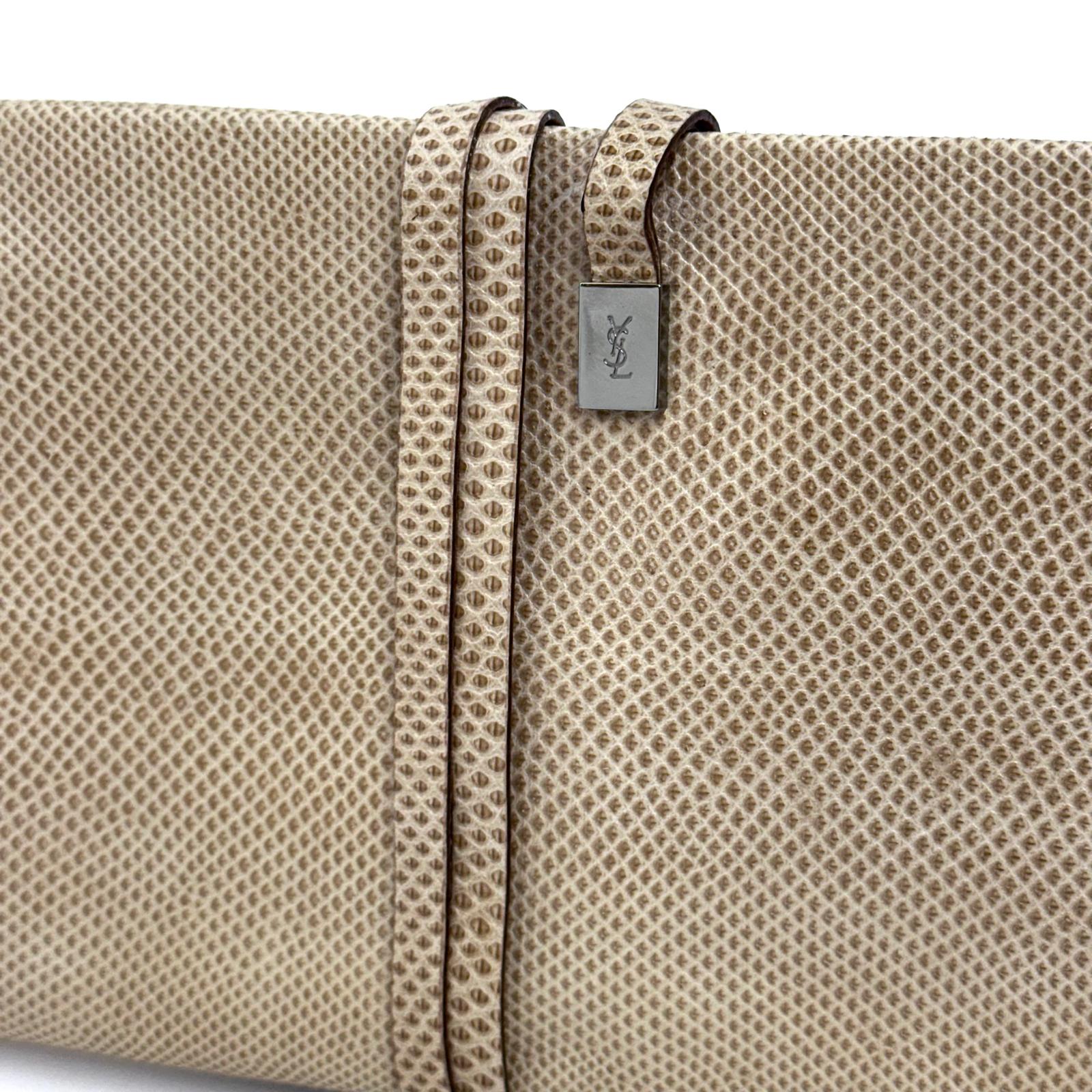 Saint Laurent Pochette Vintage in pelle rettile beige
