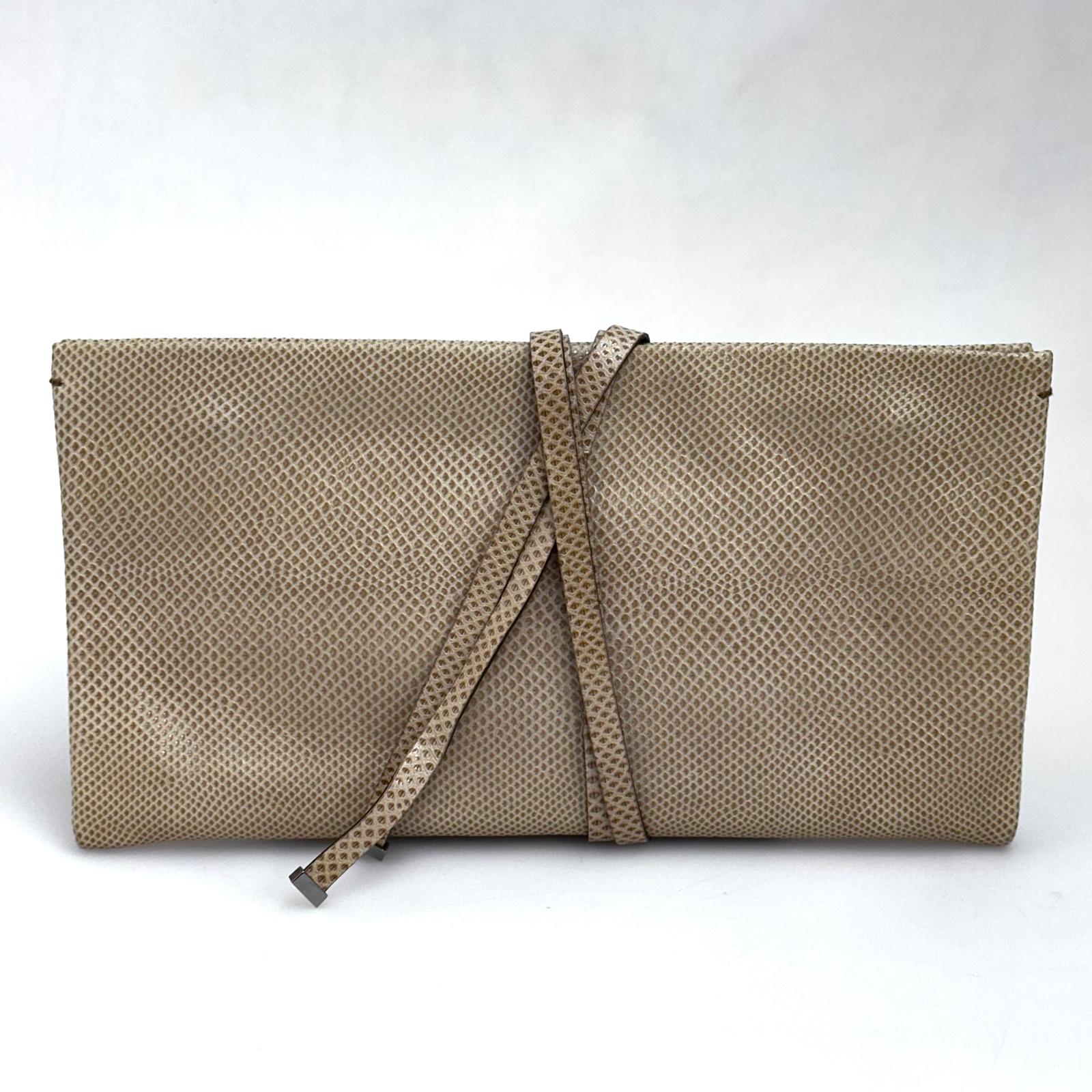 Saint Laurent Pochette Vintage in pelle rettile beige