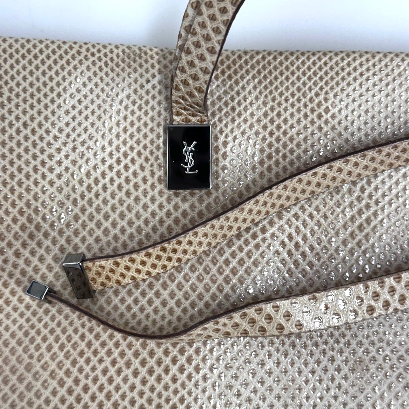 Saint Laurent Pochette Vintage in pelle rettile beige