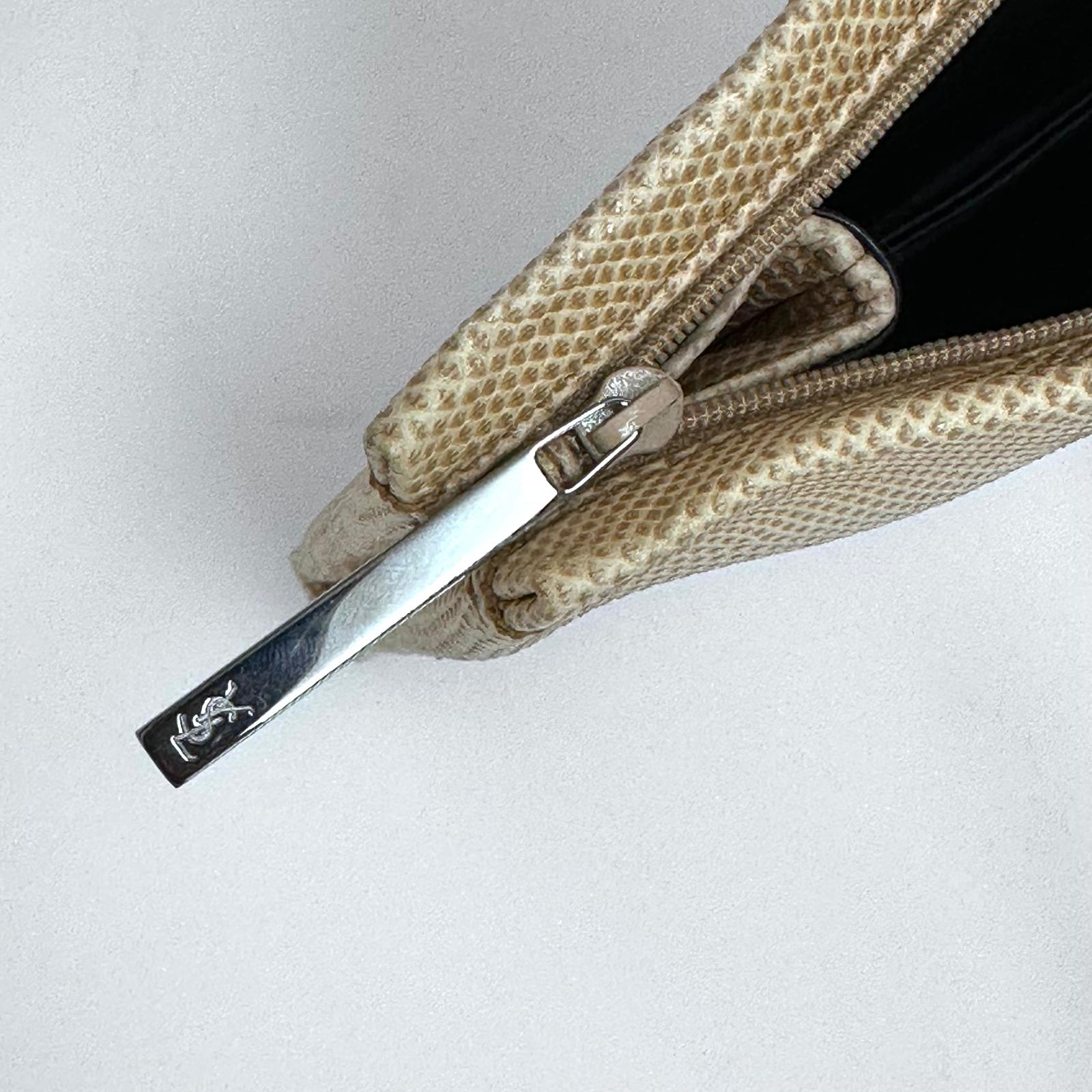 Saint Laurent Pochette Vintage in pelle rettile beige