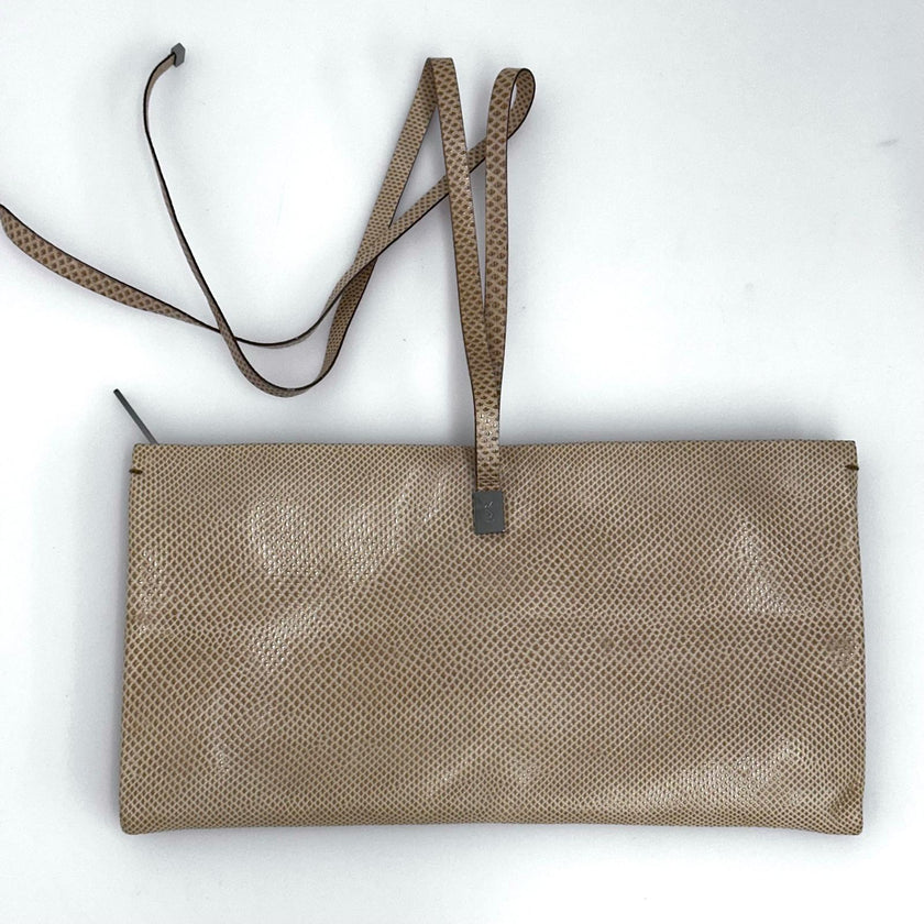 Saint Laurent Pochette Vintage in pelle rettile beige
