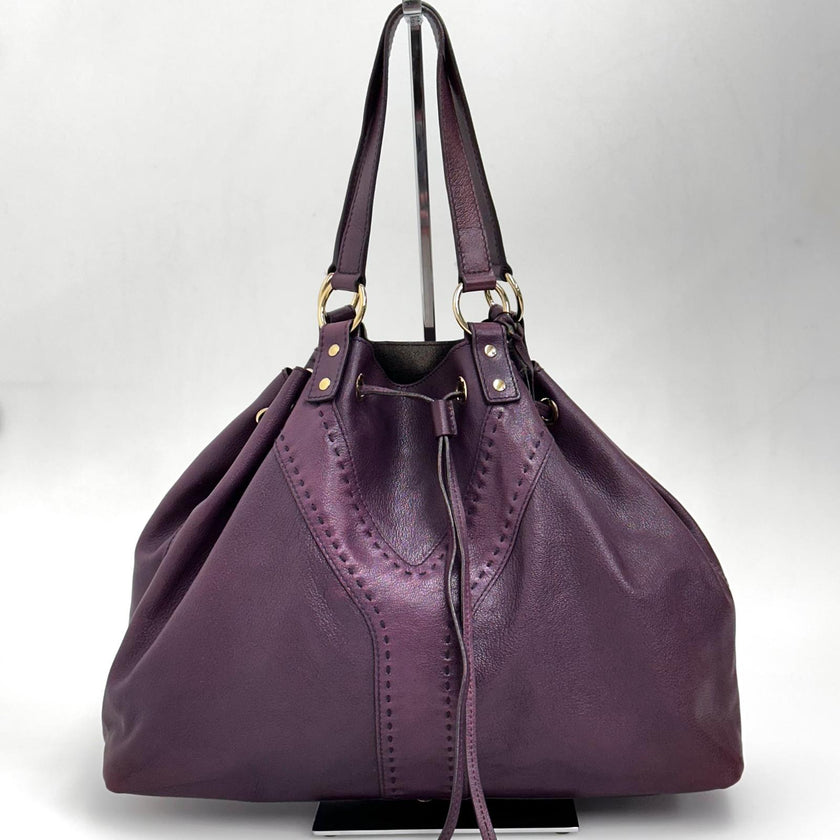 Saint Laurent Reversible Large Shopper in Pelle Viola e Argento