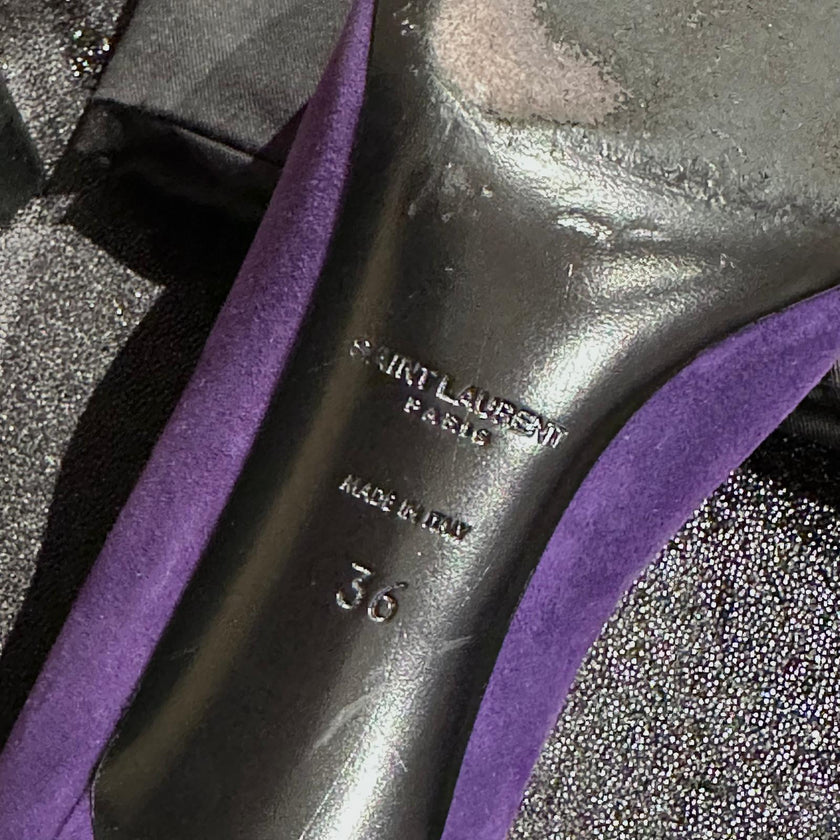 Saint Laurent Scarpe Décolleté in Camoscio Viola nr. 36