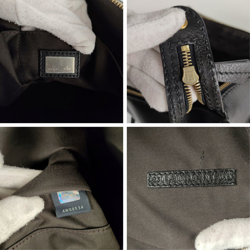 Fendi borsa a mano in tela Pacan e pelle nera