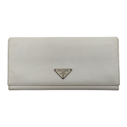 Prada portafoglio lungo Saffiano in pelle bianca