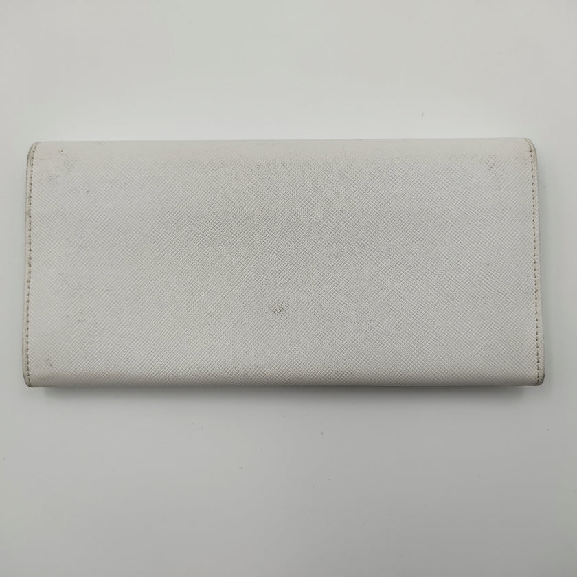 Prada portafoglio lungo Saffiano in pelle bianca