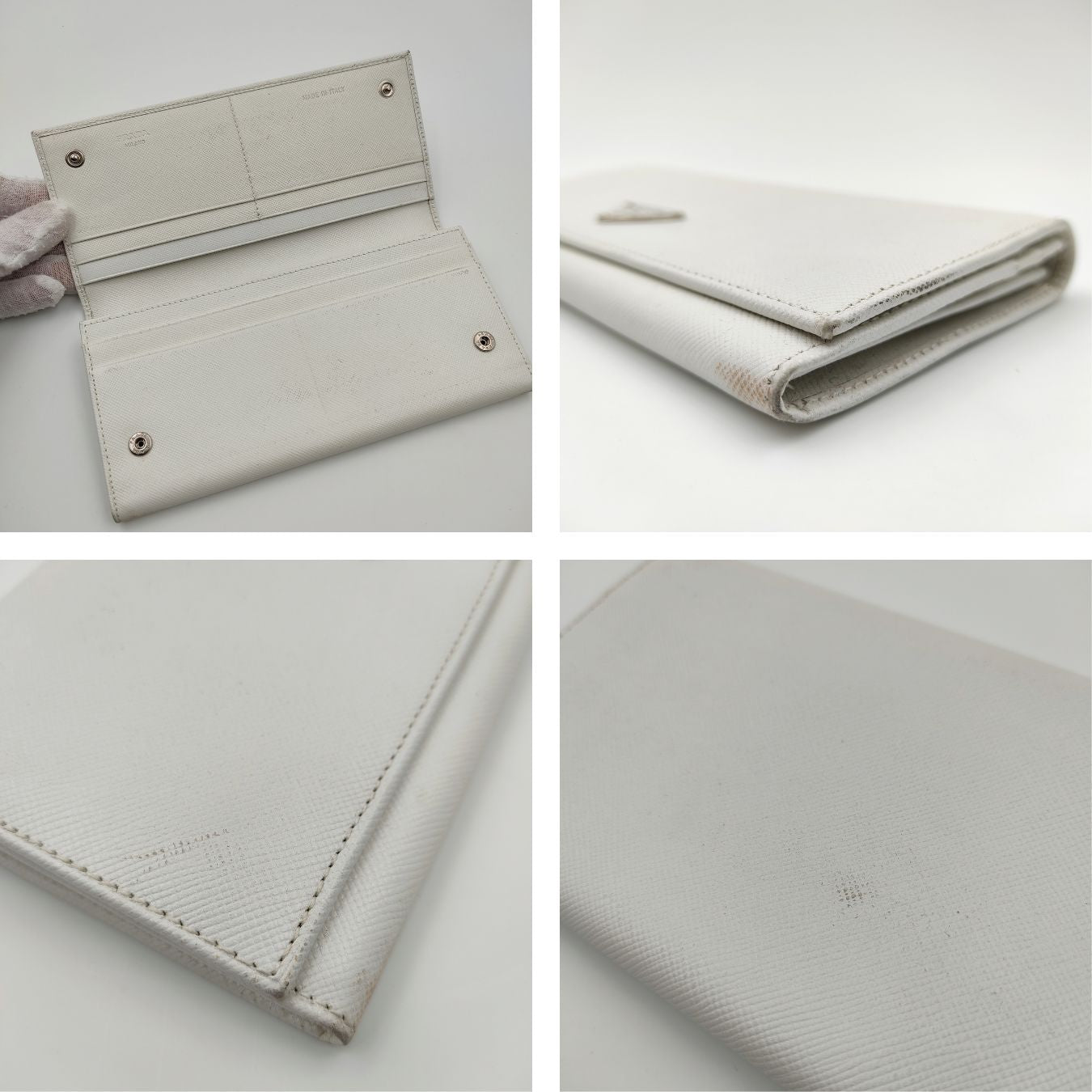Prada portafoglio lungo Saffiano in pelle bianca