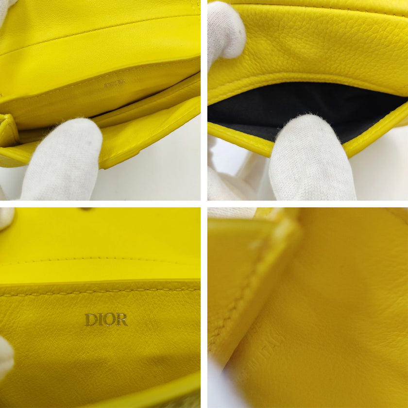 Dior portachiavi pouch Saddle in pelle giallo fluo