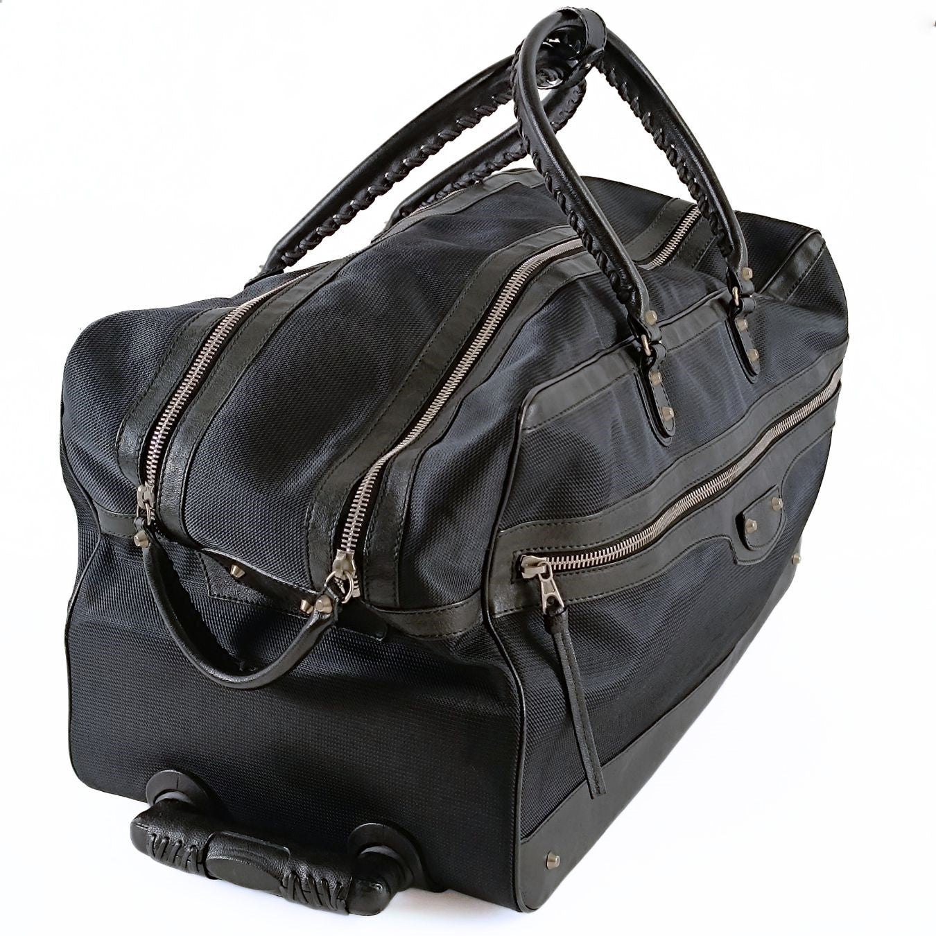 Balenciaga valigia Trolley in tela e pelle nera