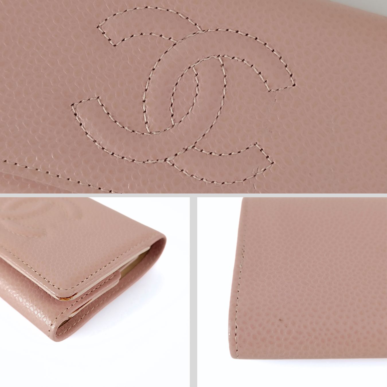 Chanel portachiavi 6 ganci in pelle Cavier rosa