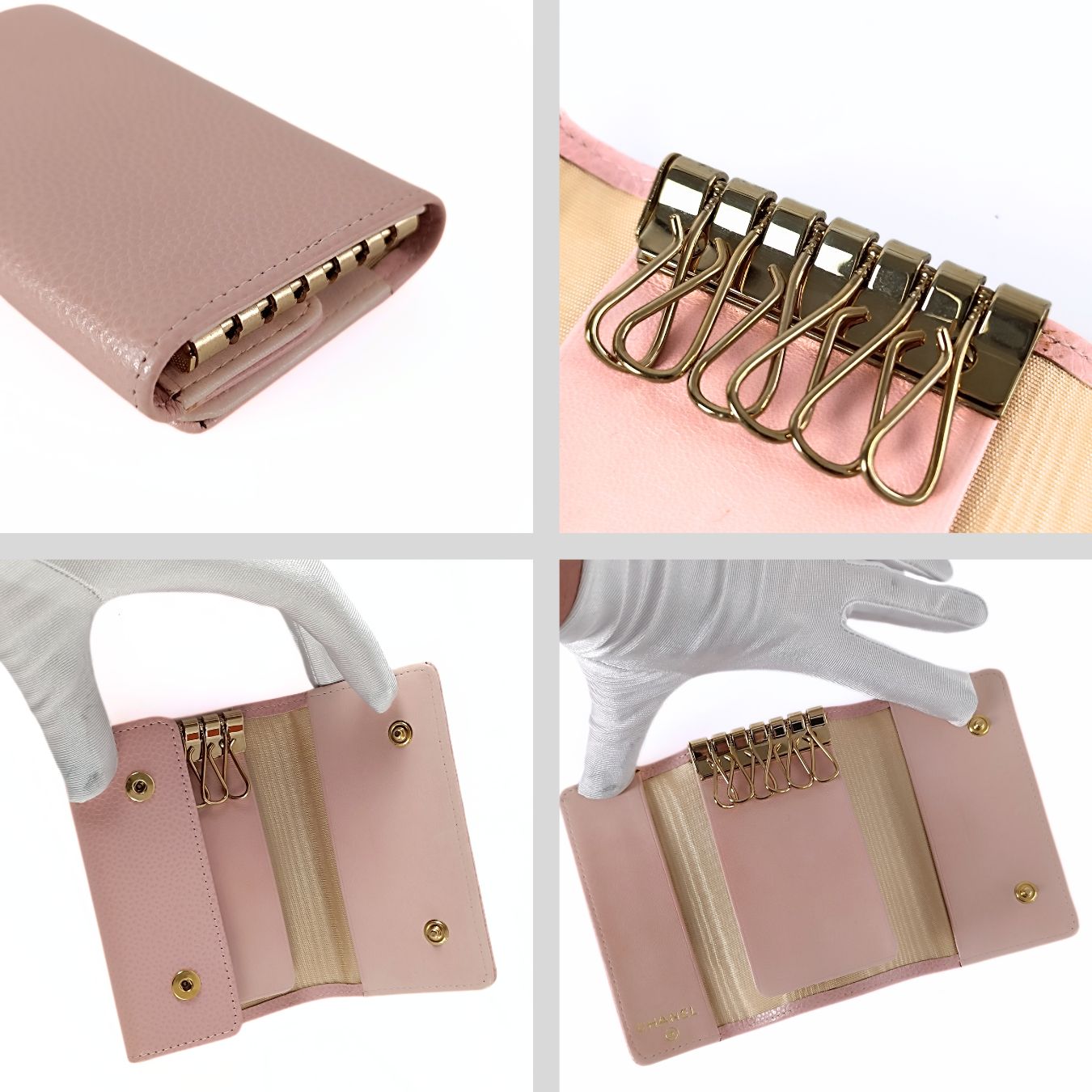 Chanel portachiavi 6 ganci in pelle Cavier rosa