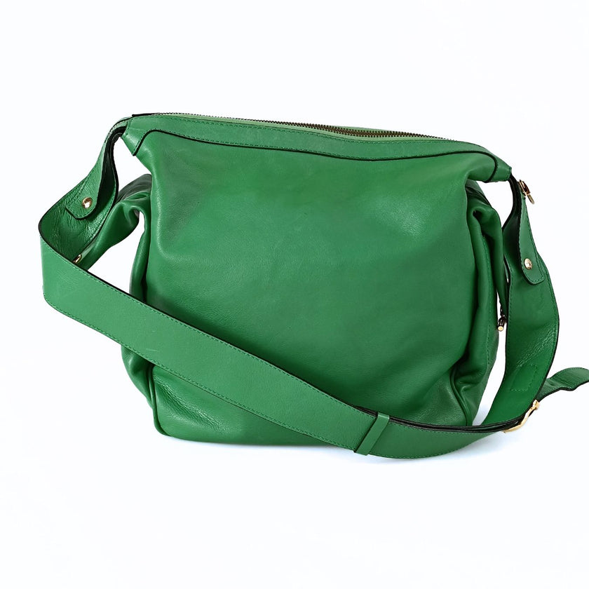 Céline borsa vintage a spalla in pelle verde acido