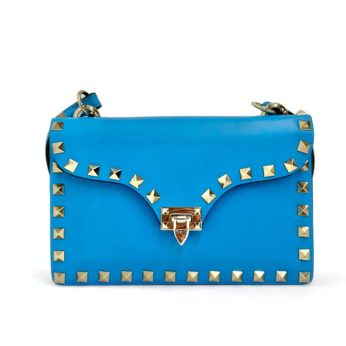 Valentino borsetta a spalla mini Rockstud in pelle turchese