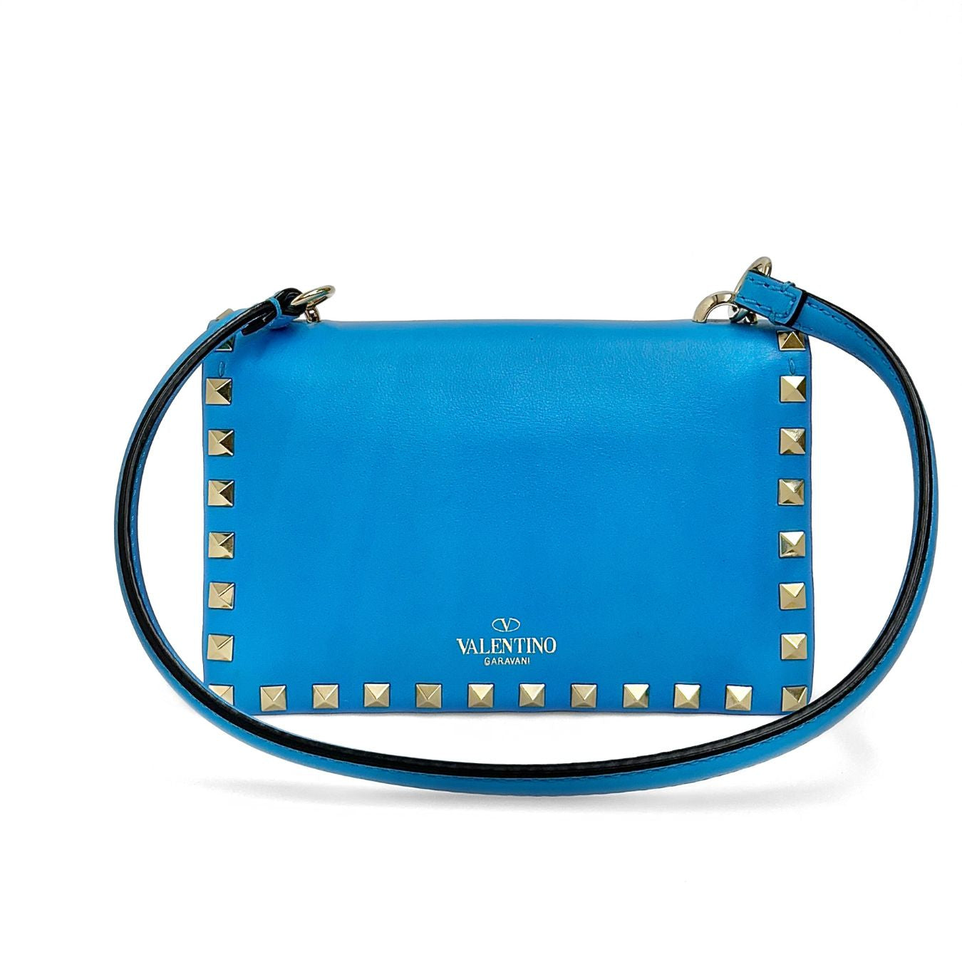 Valentino borsetta a spalla mini Rockstud in pelle turchese
