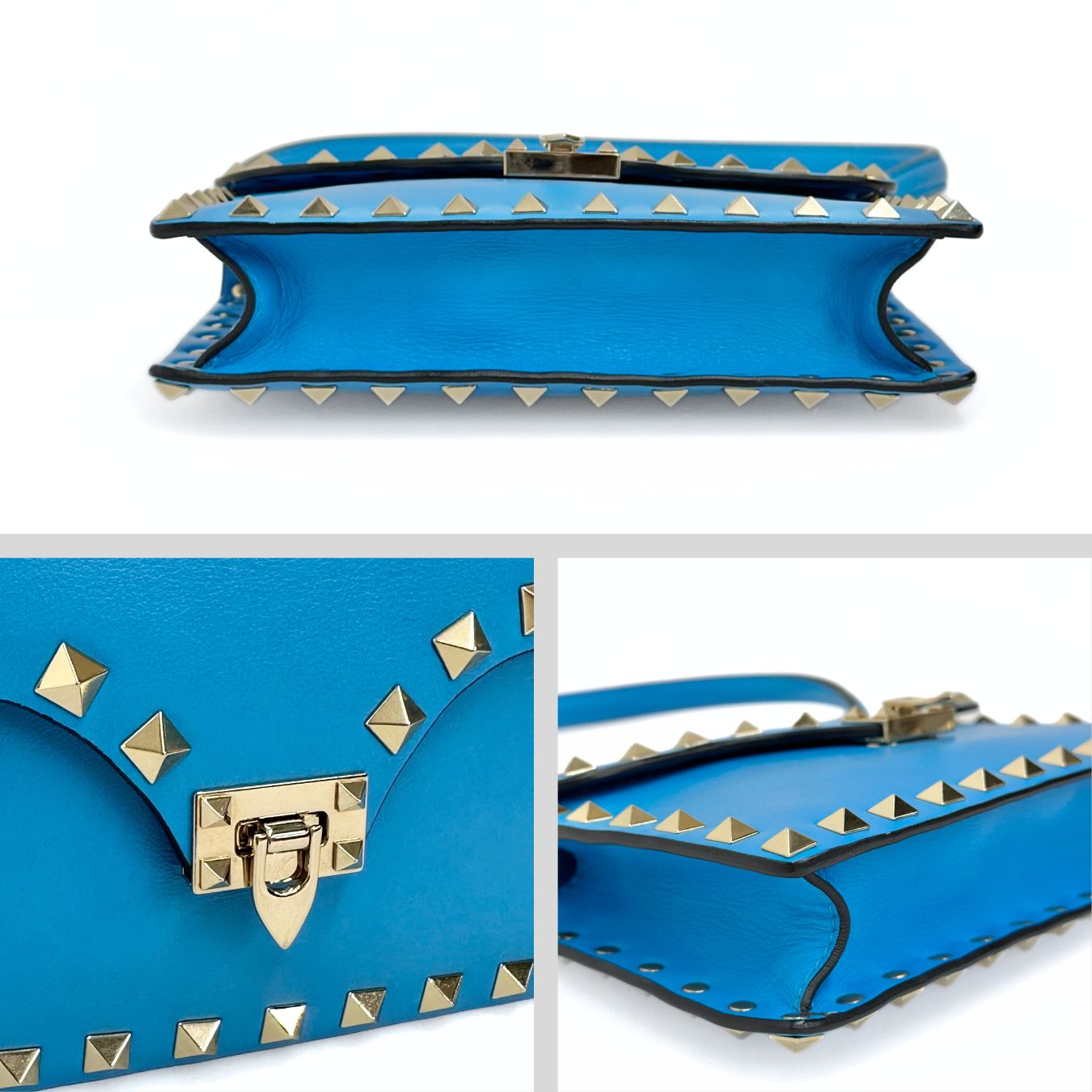 Valentino borsetta a spalla mini Rockstud in pelle turchese
