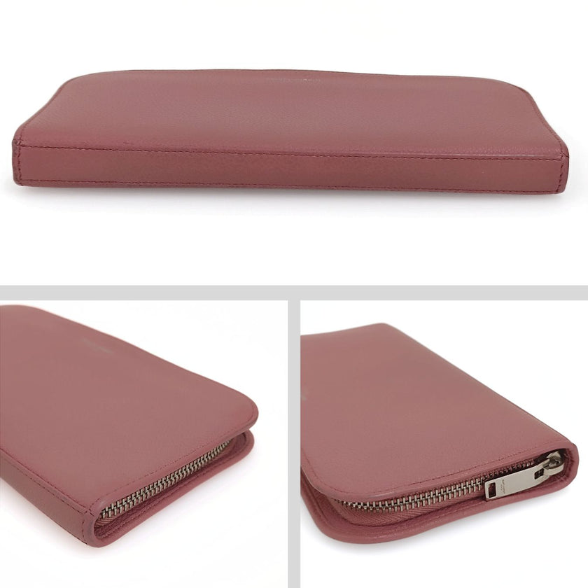 Saint Laurent portafoglio lungo Paris in pelle rosa