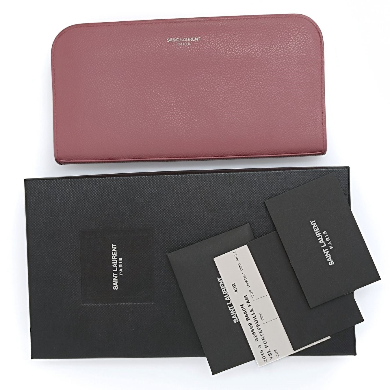 Saint Laurent portafoglio lungo Paris in pelle rosa