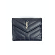 Saint Laurent portafoglio compatto in pelle grigio