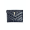 Saint Laurent portafoglio compatto in pelle grigio