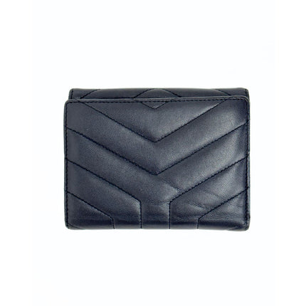 Saint Laurent portafoglio compatto in pelle grigio