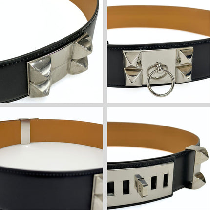 Hermès cintura Collier de Chien in pelle nera