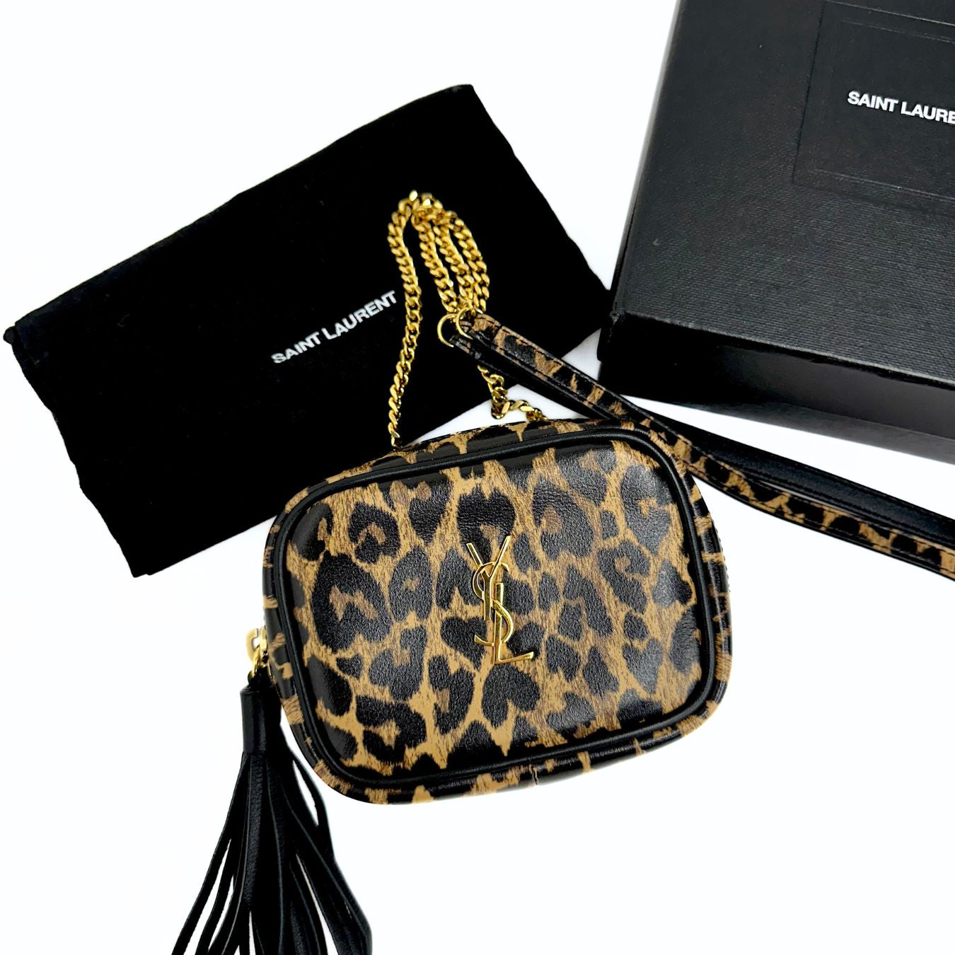 Saint Laurent borsa mini Lou in pelle maculata