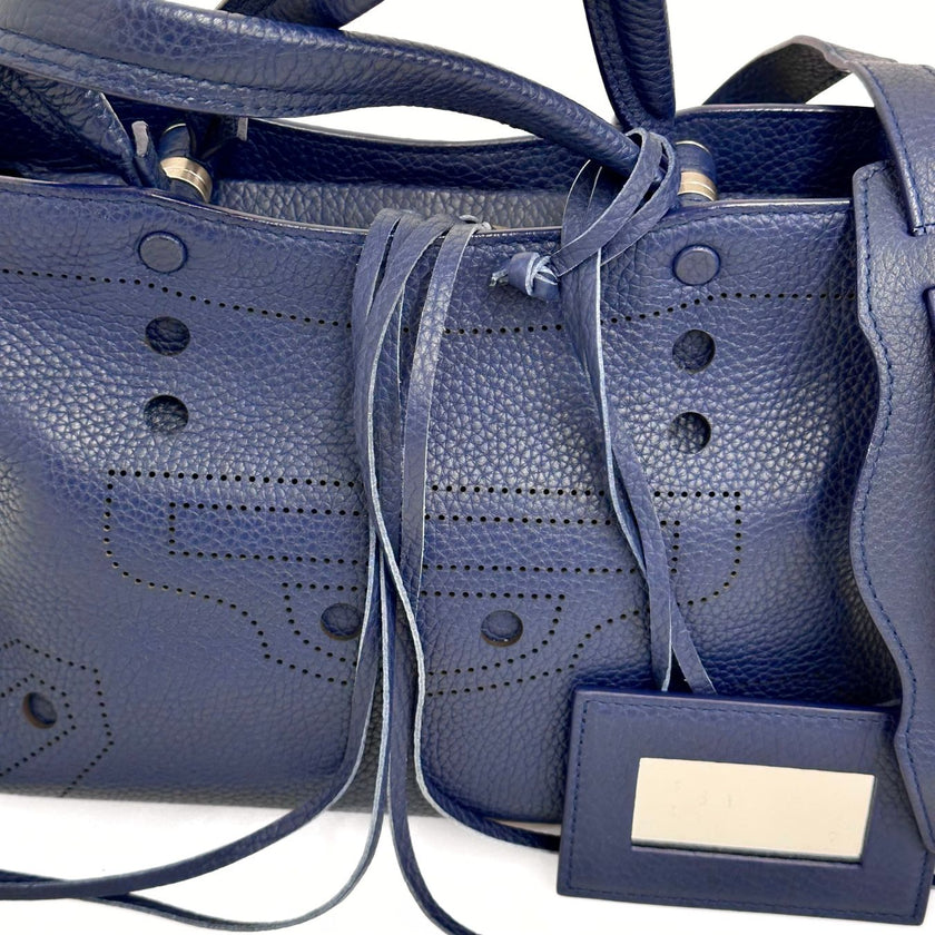 Balenciaga Blackout City borsa in pelle blu