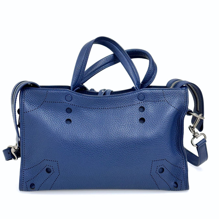 Balenciaga Blackout City borsa in pelle blu