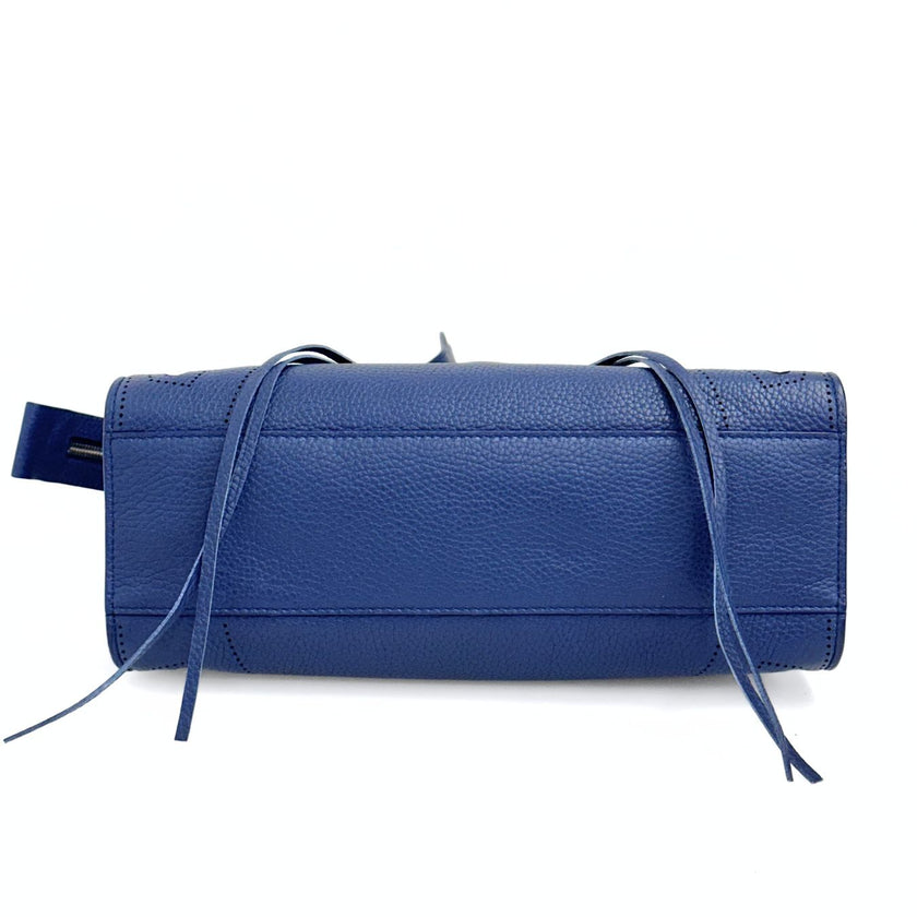 Balenciaga Blackout City borsa in pelle blu