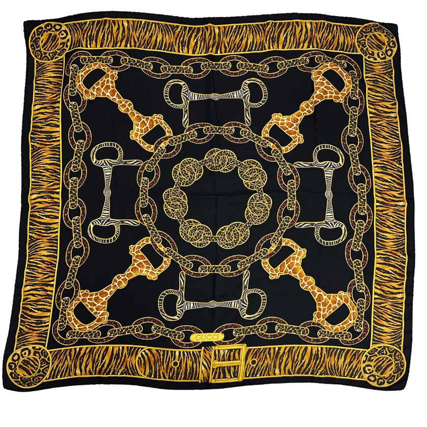 Gucci foulard Horsebit animalier in seta