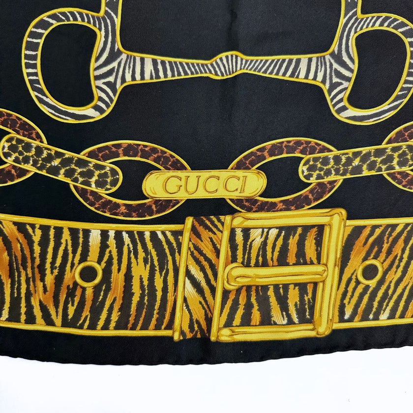 Gucci foulard Horsebit animalier in seta