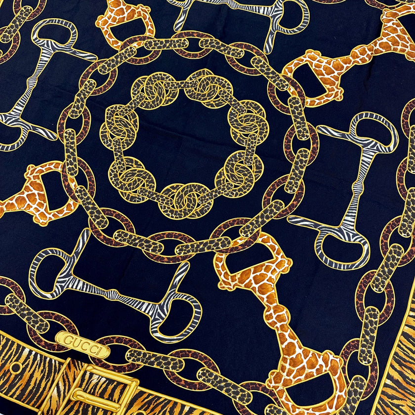 Gucci foulard Horsebit animalier in seta
