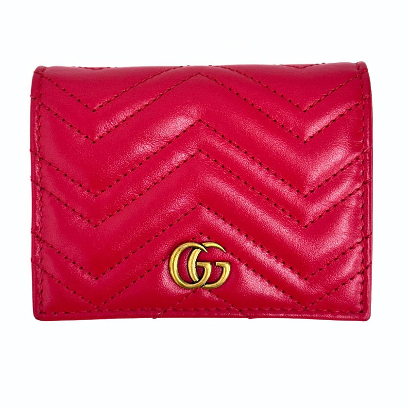 Gucci portafoglio compatto Marmont GG in pelle rossa