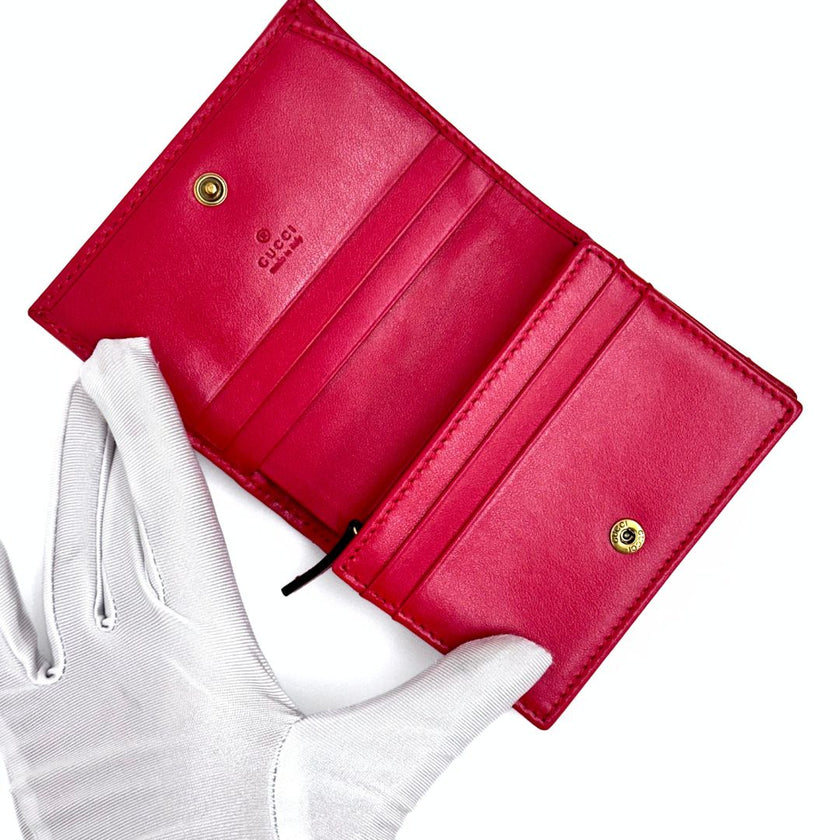 Gucci portafoglio compatto Marmont GG in pelle rossa
