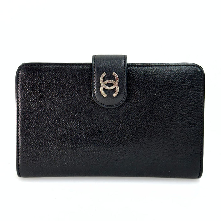 Chanel portafoglio in pelle nera Caviar