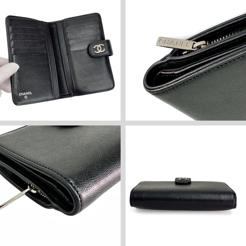 Chanel portafoglio in pelle nera Caviar