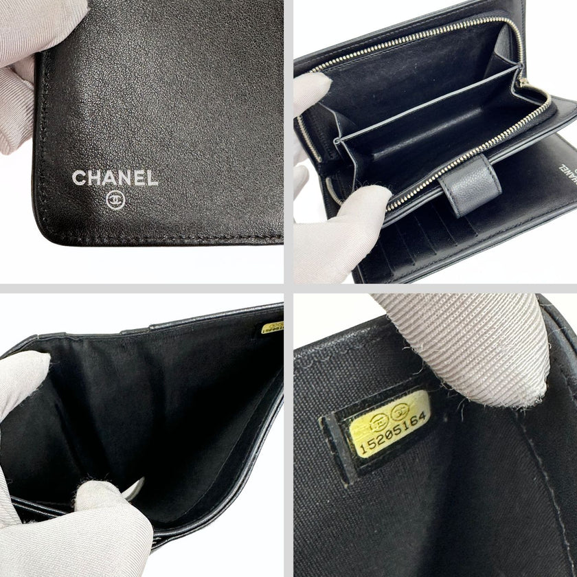 Chanel portafoglio in pelle nera Caviar