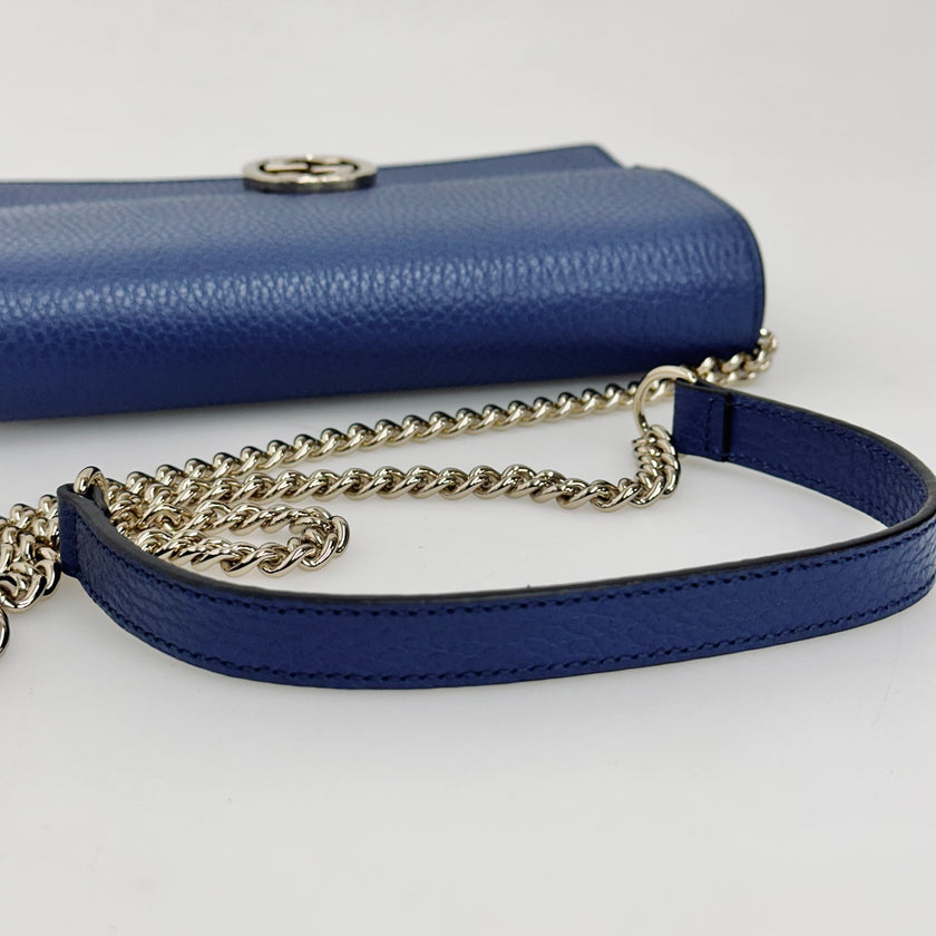 Borsa Gucci Wallet on Chain Interlocking in Pelle Avion