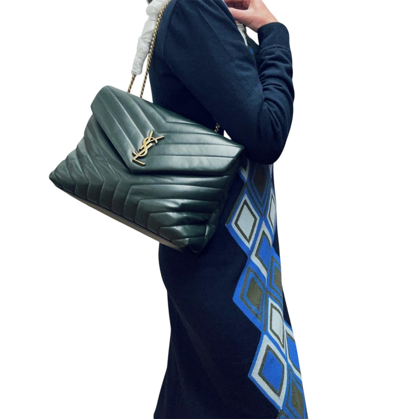 Saint Laurent borsa Lou Lou Large in pelle trapuntata verdone - Nuova