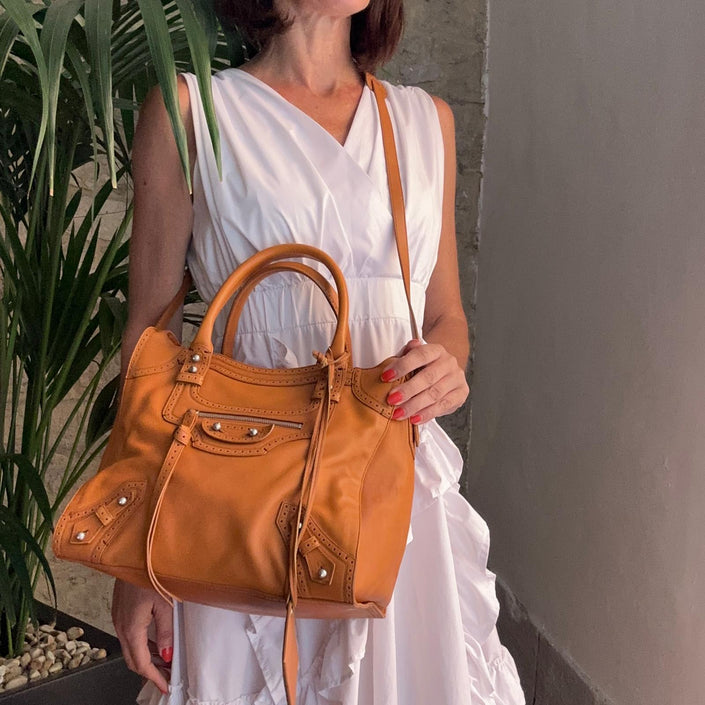 Balenciaga Borsa Giant Brogues Velo in pelle cuoio