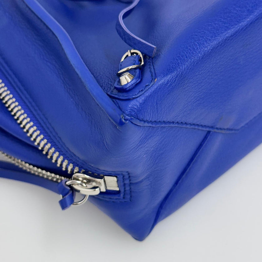 Balenciaga Borsa Mini Papier Zip Around blu in pelle