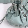 Balenciaga Borsa Pompon in pelle verde acqua