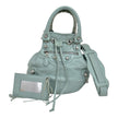 Balenciaga Borsa Pompon in pelle verde acqua