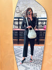 Balenciaga Borsa Pompon in pelle verde acqua