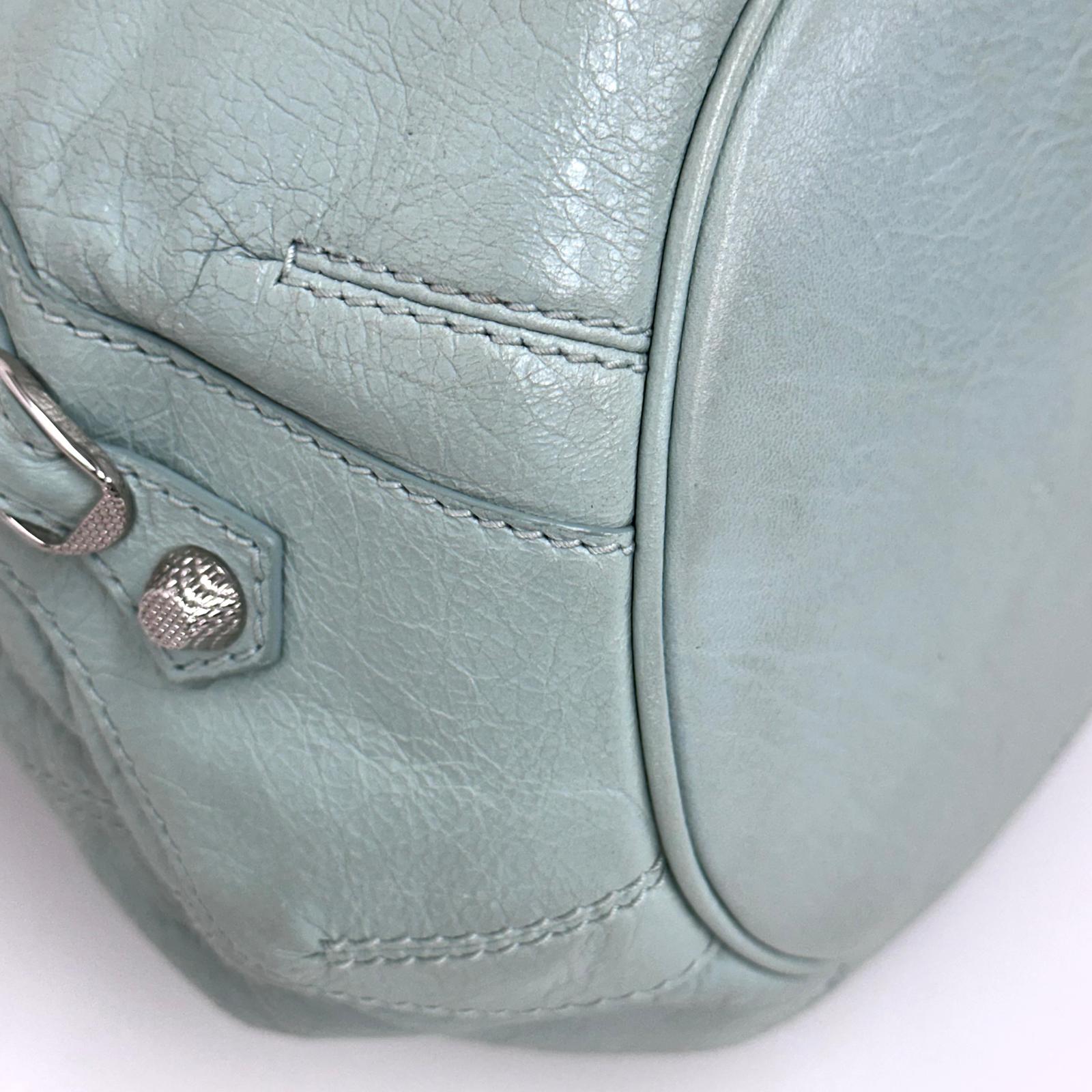 Balenciaga Borsa Pompon in pelle verde acqua