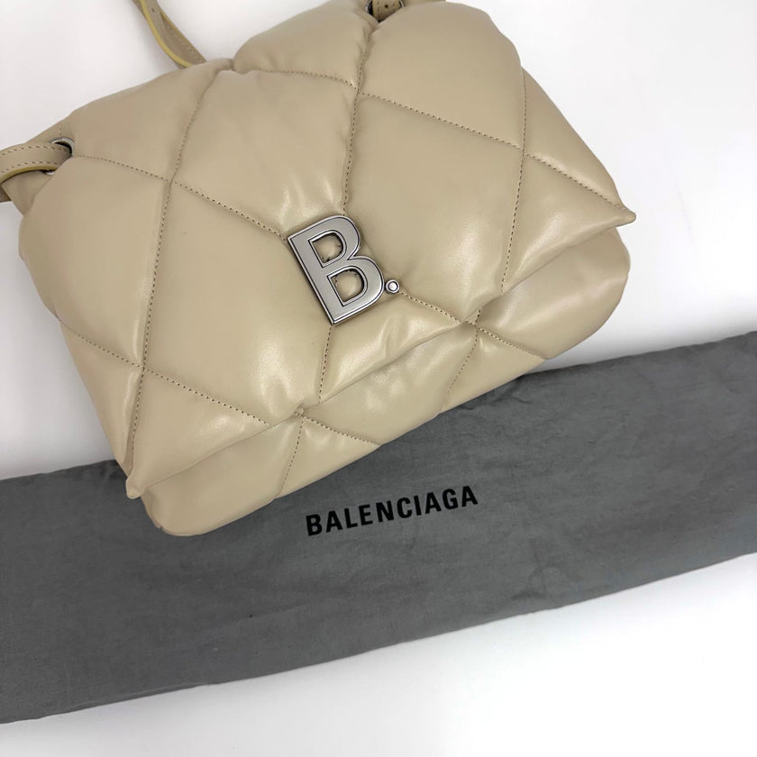 Balenciaga Borsa Puffy B Chain Trapuntata Beige